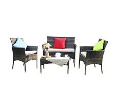 YAKOE Eton Gama al Aire Libre ratán Muebles de jardín Juego de sofá, marrón, 106 x 59 x 48 cm