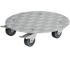 WAGNER Alaska - Soporte para macetas con Ruedas (Chapa estriada, Aluminio anodizado), Color Plateado