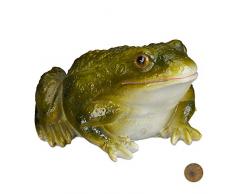 Relaxdays, Verde Rana para Decorar el jardín, Impermeable, Estanque, Piedra Artificial, Decoración