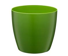 Verdenia Aga - Macetero Ligero para balcón, Maceta Decorativa para Plantas de Interior y Exterior, de plástico, Redondo, Muchos Colores, 16 cm, Verde