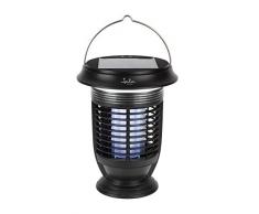 Jata MELI0420 - Antimosquitos Electrico y lámpara Solar con 3 intensidades. 4 Bombillas de LED Ultravioleta como atrayentes. Recargable con Sol y USB. Uso Interior y Exterior. Área de acción: 40 m2