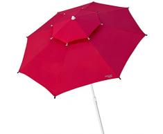 Aktive 53849 - Sombrilla para jardín, Sombrilla grande, Ø280 cm, diseño octogonal, mástil 28-32 cm, con techo de ventilación, protección UV35 , color rojo