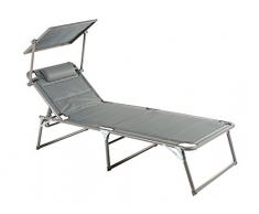 HOMECALL - Tumbona con parasol, de aluminio, acolchado de textileno 2 x 1, espuma de secado rápido, talla XXL (200 x 70 cm), color gris claro