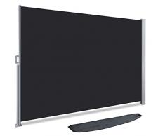 VOUNOT Toldo Lateral Retráctil, Protege la Privacidad, Protector Solar a Prueba de Viento, para Balcón, Jardin, Terraza, 140 x 300cm, Negro-Antracita