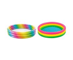 Intex 58439NP - Piscina Hinchable Infantil INTEX Multicolor, 147 x 33 cm & Piscina Hinchable 3 Aros Sunset 114 x 25 cm, Color Rosa, Amarillo, Verde