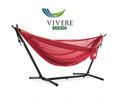 Vivere C9MESH-46 - Hamaca Doble de Malla con Soporte de Acero Que Ahorra Espacio
