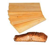 Relaxdays Tablas de Ahumado para Barbacoa, Madera de Cedro, Natural, para Salmón & Carne, BBQ, 28x14 cm, 6 Uds, Marrón