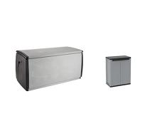 Terry, Box 120 Qblack, Baúl Multifunción.120x54x57 cm + Jline 68, Armario 2 Puertas y 1 Estante Interno. 68x37