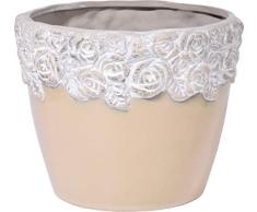 dobar 10455e - Maceta Decorativa con Estampado, cerámica, 18,5 x 18,5 x 15 cm, esmaltada, Color Verde