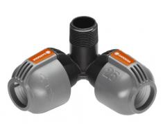 Gardena 2783-20 - Pieza angular del sistema de aspersión para rosca macho: pieza de conexión para conectar el aspersor emergente con turbina T 380 en el ángulo, 25 mm y 3/4