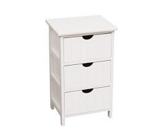 CAJONERA Vertical Blanca - 3 CAJONES-Cajonera de Madera Blanca con 3 cajones a líneas Verticales. Ideal para Decorar Las Habitaciones o baños del hogar.(34×28×57)