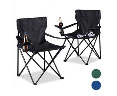 Silla plegable con soporte para bebidas y funda azul varios colores