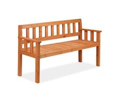 Relaxdays Banco Jardín, 3 Plazas, con Listones de Madera, Rústico, Asiento Balcón o Terraza, 80,5x143,5x53 cm, Naranja, 100%, Gartenbank