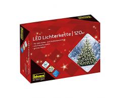 Idena 8325097 - Cadena de luces LED con 120 LEDs en blanco cálido, con función de temporizador de 8 horas y transformador, para interior y exterior, para fiestas, navidad, decoración, bodas