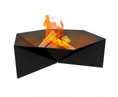 Chimenea para jardín Kratki Fire Gamma, de pie, Hexagonal, Dimensiones 69,2 x 60,5 x 22,5 cm, Peso 15,5 kg, de Acero Robusto Resistente al Calor