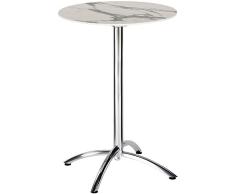 BEST Firenze - Mesa de jardín Redonda (70 cm, mármol), Color Plateado