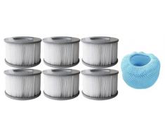 SHATCHI Cartuchos de Filtro Plisados 90/120 con Red Protectora de Malla colador Piscina Bubble SPA Accesorios para jacuzzis Mspa, Gris, Paquete de 6