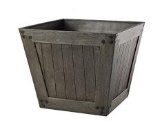 VERDENIA Macetero de Madera Ligero para balcón, Maceta Decorativa para Plantas de Interior y Exterior, de plástico, Cuadrado, 31 cm, Color marrón Oscuro
