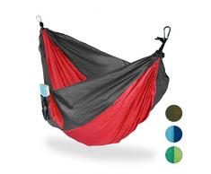 relaxdays Hamaca Colgante Ultraligera para 2 Personas hasta 200 kg, Nailon, Rojo