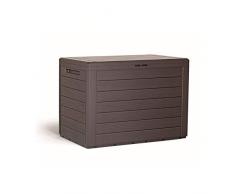 Prosperplast Baul de Jardin 190 litros Woodebox de plastico en Color Ocre Oscuro 78 x 43,3 x 55 cm