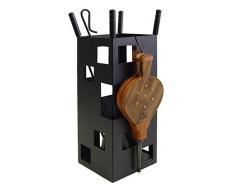 Imex El Zorro 10042 Juego para chimenea + Fuelle + útiles, cuadrado (fuelle, 50 x 20 x 20 cm), color negro, 20x20x50 cm