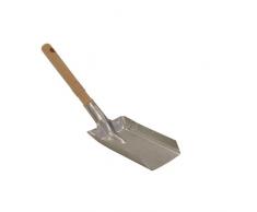 Kamino Flam dustpan, pala de carbón con hoja de pala pequeña en plata, recogedor con mango largo de madera, pala de carbón para chimenea y estufa, tamaño de la pala: 17 x 10,5 cm aprox.