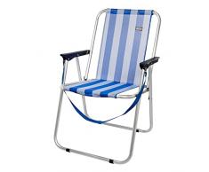 AKTIVE 53951 - Silla de playa plegable, respaldo fijo, 44 x 45 x 76 cm, estampado marinero, ligeras, tacos antivuelco