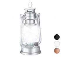 Relaxdays, Plateado Farol LED, Lámpara Vintage Decorativa, A Pilas