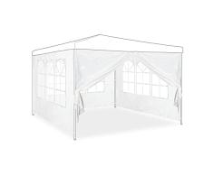 Relaxdays Pavillon Seitenwand Laterales Carpa, 4, 2x3m, Paredes Cenador, Ventana y Cremallera, Impermeable, Plástico PVC y PE, Blanco, Set de 3
