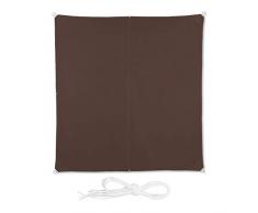 Relaxdays, Marrón, Toldo Vela Cuadrado, Impermeable, Protección Rayos UV, con Cuerdas para tensar, 3 x 3 m