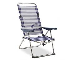 Solenny 50001072725175 - Silla Playera-Cama Alta 4 Posiciones con Asas con Estabilizadores Azul y Blanco