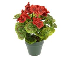 Flair Flower Geranio Artificial en Maceta, arbusto de Geranio, pelargonias, Plantas bancarias, Flores de Seda, Flores Artificiales, Flores Decorativas, Plantas de Interior, Flores en Maceta