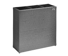 Jardinera Gartenfreude, separador de ambientes de polircan, inserciones de plástico 3x, gris, 76x26x73 cm, 4000-1070-056