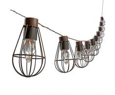 Dehner Retro - Guirnalda de Luces con 10 Bombillas LED, 330 cm de Longitud, Metal, Color Negro y marrón