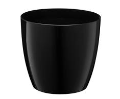 VERDENIA Aga Maceta Ligera para balcón, Maceta Decorativa para Plantas de Interior y Exterior, de plástico, Redondo, Muchos Colores, 28 cm, Color Negro