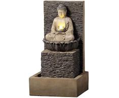 Dehner Fuente de jardín Buda con iluminación LED, Aprox. 64 x 35 x 32 cm, poliresina, marrón