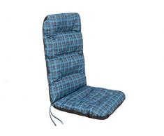 Hobbygarden Cojín de jardín, Tumbona de jardín, Espacio de Descanso, cojín para Silla, cojín para Tumbona, cojín de relajación, cojín de Rejilla Azul, 123 x 48 cm