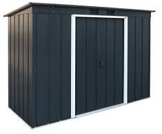 Duramax Eco Pent Roof - Cobertizo de Almacenamiento de Metal galvanizado en Caliente, 8 x 4, Color Antracita con Adornos blanquecinos