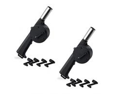 Relaxdays 10026993 Soplador Barbacoa Manual, 2 Unidades, Polipropileno-Acero Inoxidable, Negro, 8 x 8 x 25 cm