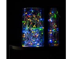 Plaights 100 Micro Color Multicolor-Cable 10m-Iluminación Constante-Fácil de Instalar-Seguridad Probada Cadena de Luces Solares LED, Metal