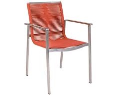 greemotion Silla apilable Boston, roja, Acero Inoxidable,Cuerda