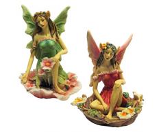 Design Toscano by Blagdon QM17589 - Figura Decorativa (Resina), diseño de 2 Hadas, Color Verde y Rojo