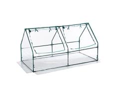 Relaxdays Invernadero Caseta, Horizontal, Cubierta Plástico Huerto Urbano, 2 Ventanas, 95x182x95 cm, PVC, Transparente