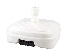 Aktive 61132 - Base sombrilla terraza exterior rectangular blanca, Resistente al agua y a los rayos del sol, Base parasol con depósito de agua o arena, Con rueda para fácil traslado