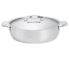 FISKARS All Steel Cazuela para Saltear con Tapadera, Acero Inoxidable, Gris, 38.3x29.8x9.4 cm