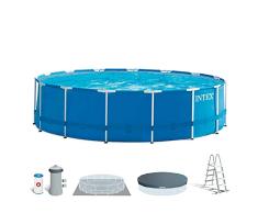 Intex 28242NP - Piscina desmontable metal frame intex 457x122 cm 16.805 litros, Color Azul y blanco