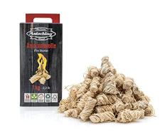 Axtschlag Lana de Encendido de Primera Calidad, 1 kg, Cera de Madera, Encendedor de Chimenea, Encendedor ecológico para Parrilla, Encendedor de Madera para Chimenea, Barbacoa, Horno