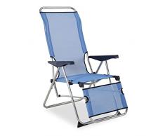 SOLENNY Silla de Playa y JardínPlegable Reclinable con Respaldo Anatómico 75x63x114 cm 5 Posiciones en Color Azul Tejido lavable y Pies Estabilizadores para Mayor Seguridad
