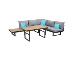 greemotion Juego de Muebles salón San Jose, Conjunto de Muebles de Aluminio para jardín con Mesa Ajustable en Altura, Cojines multifuncionales en Color Gris