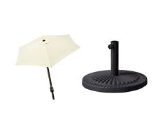AKTIVE 53989 - Sombrilla grande jardín, Sombrilla hexagonal, Parasol balcón + Base sombrilla poliresina Garden circular